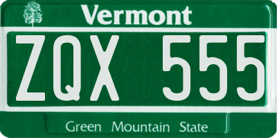 VT license plate ZQX555