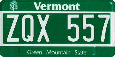 VT license plate ZQX557
