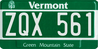 VT license plate ZQX561