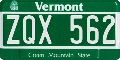 VT license plate ZQX562