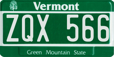 VT license plate ZQX566