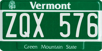 VT license plate ZQX576