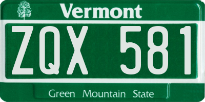 VT license plate ZQX581