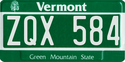 VT license plate ZQX584