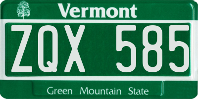 VT license plate ZQX585