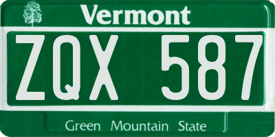 VT license plate ZQX587