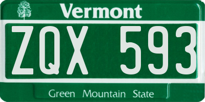 VT license plate ZQX593
