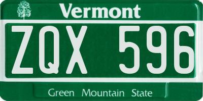 VT license plate ZQX596
