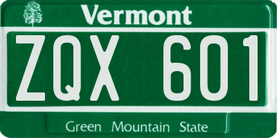 VT license plate ZQX601