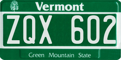 VT license plate ZQX602
