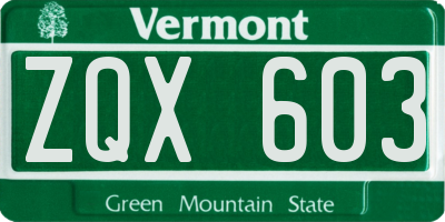 VT license plate ZQX603