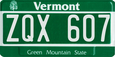 VT license plate ZQX607