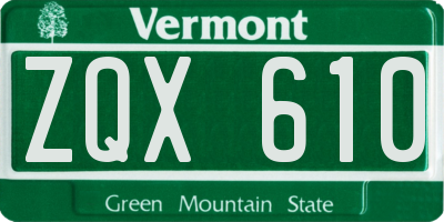 VT license plate ZQX610