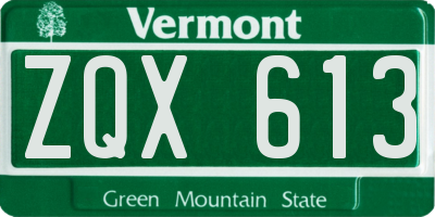 VT license plate ZQX613