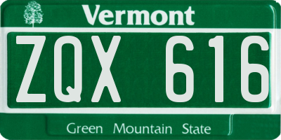 VT license plate ZQX616