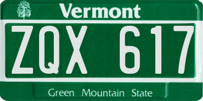 VT license plate ZQX617