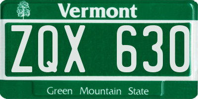 VT license plate ZQX630