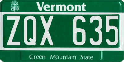 VT license plate ZQX635