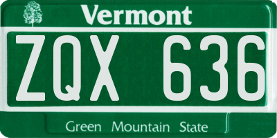 VT license plate ZQX636