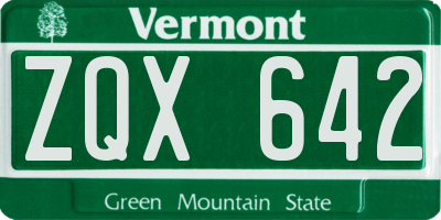 VT license plate ZQX642