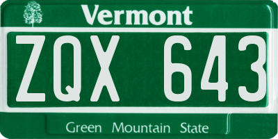 VT license plate ZQX643