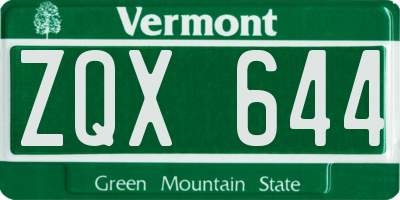 VT license plate ZQX644