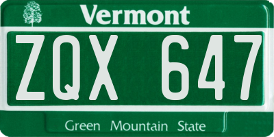 VT license plate ZQX647