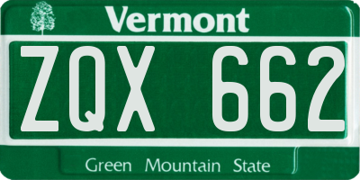VT license plate ZQX662
