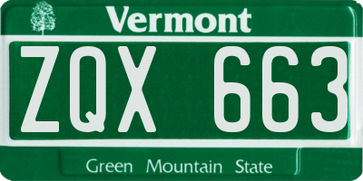 VT license plate ZQX663
