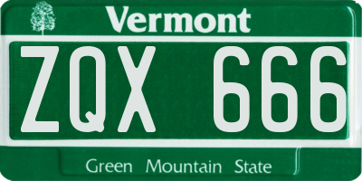 VT license plate ZQX666