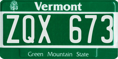 VT license plate ZQX673