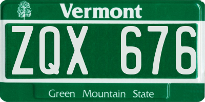 VT license plate ZQX676