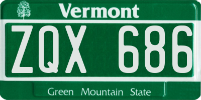 VT license plate ZQX686