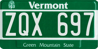 VT license plate ZQX697