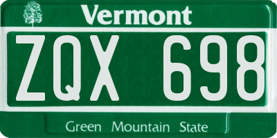 VT license plate ZQX698