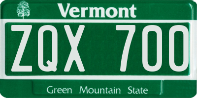 VT license plate ZQX700