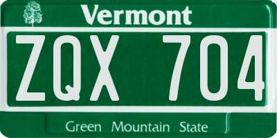 VT license plate ZQX704