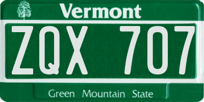 VT license plate ZQX707