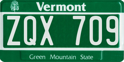VT license plate ZQX709