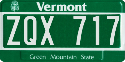 VT license plate ZQX717
