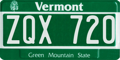 VT license plate ZQX720