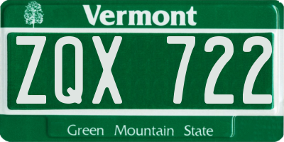 VT license plate ZQX722