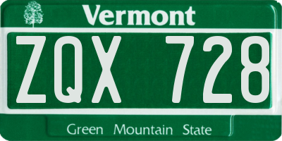 VT license plate ZQX728