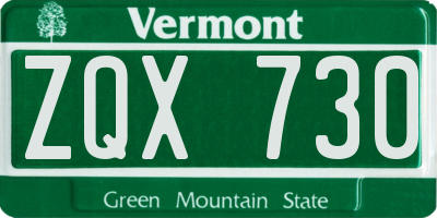 VT license plate ZQX730