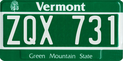 VT license plate ZQX731