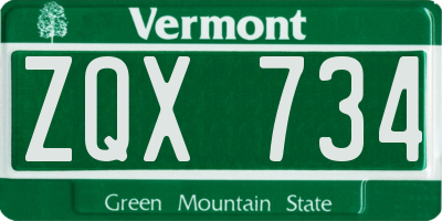 VT license plate ZQX734
