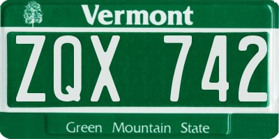 VT license plate ZQX742