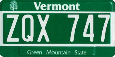 VT license plate ZQX747