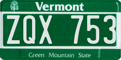 VT license plate ZQX753