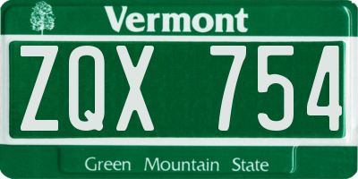 VT license plate ZQX754